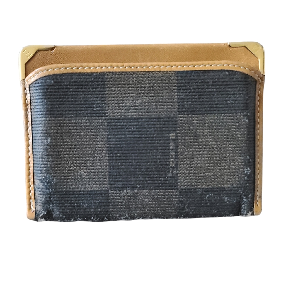 Fendi Brown Damier Leather Card Holder